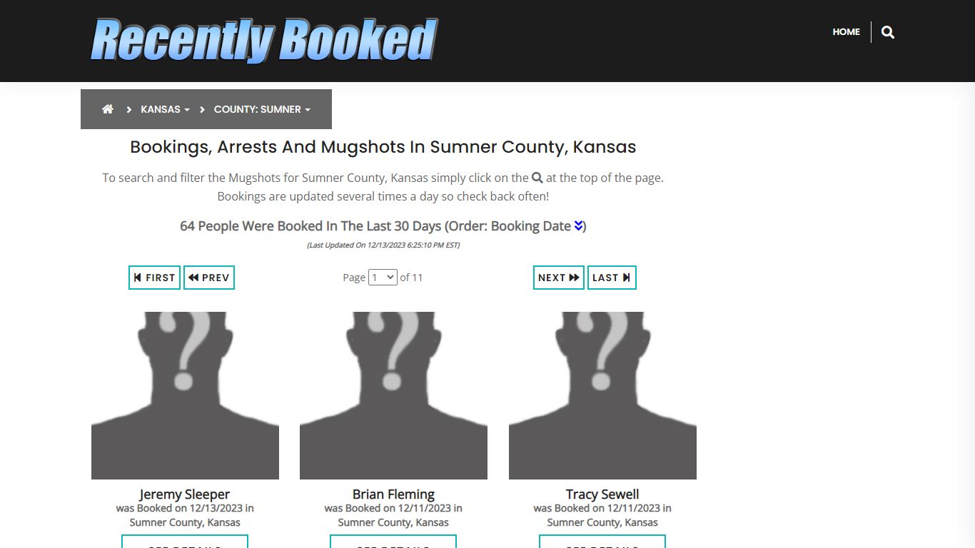 Recent bookings, Arrests, Mugshots in Sumner County, Kansas